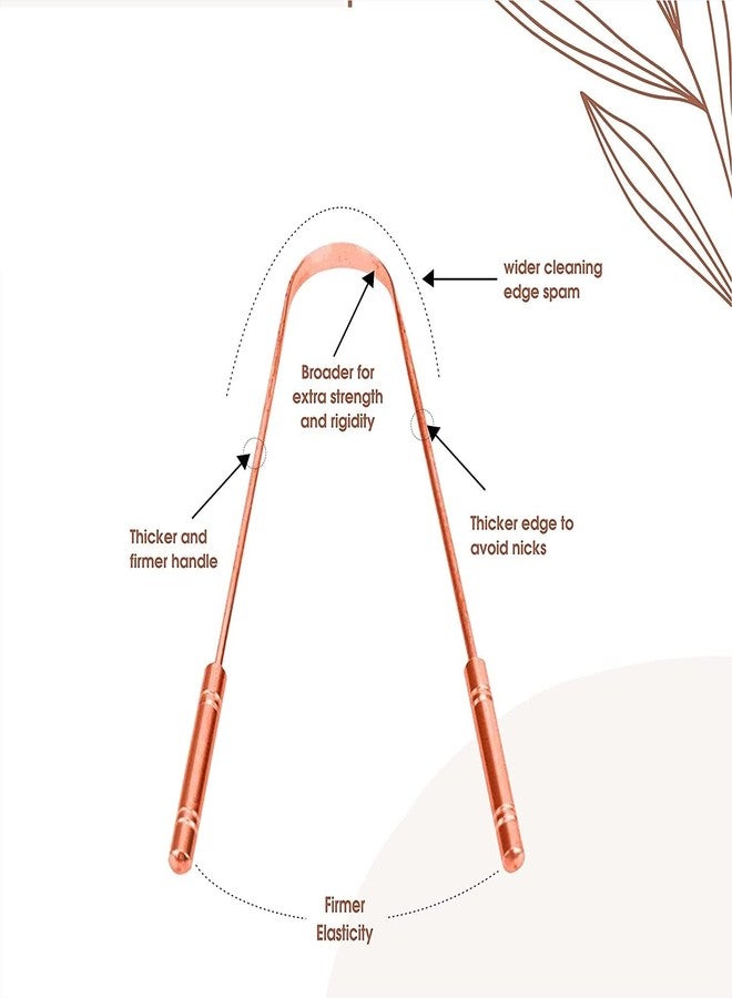 MAPLE Pure Copper Tongue Cleaner Metal Tongue Scraper Handmade for Adults Kids Family Fights Bad Breath Oral Health Care, Easy to Use Travel Friendly Anti Bacterial Reusable (1 Count (Pack of 1)) - Image 2